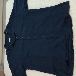 Canali Milano XL Navy Linen Summer/Camp Shirt 17/43 (Made in Italy)